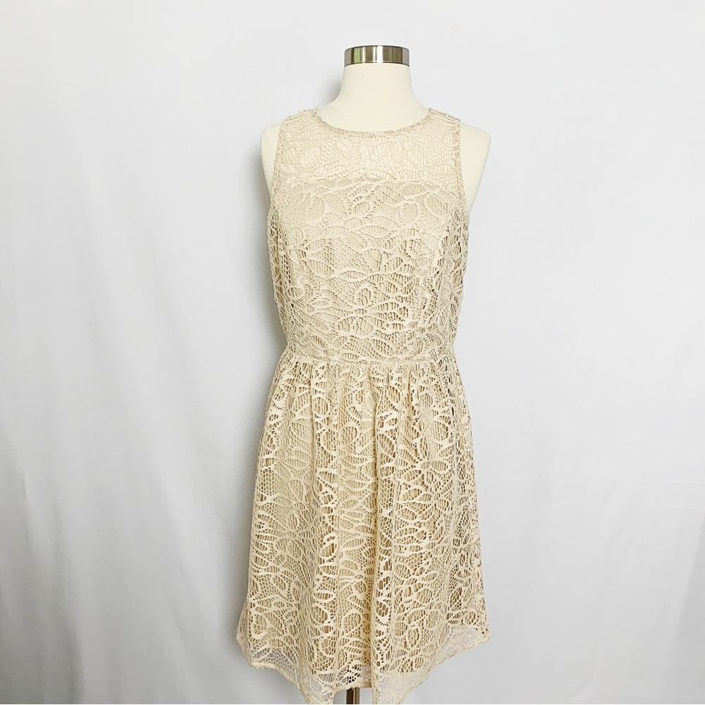 Dressbarn US Size 8 Back Zipper Closure Nude Lace Dress